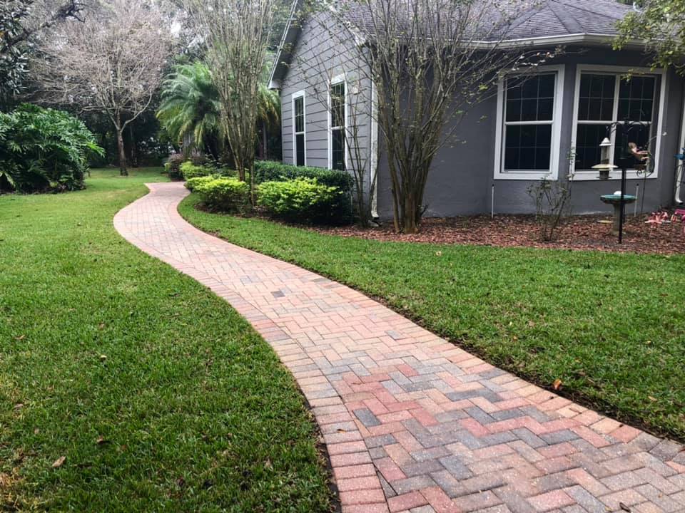 Clean and sealed paver walkway after paver sealing services in Orlando, FL.